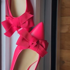 C Paravano Red Ballet Flats With bows. SZ.36. ( They R  Red) Not Pink.